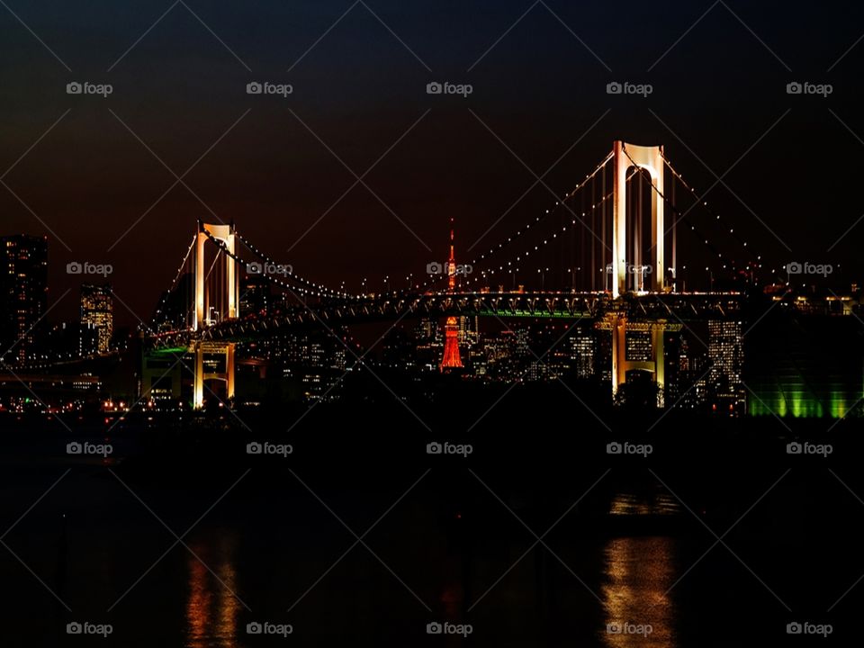 the beautiful  brigde in the cool night