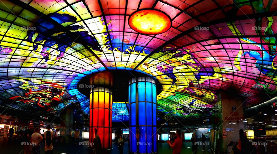 Colorful abstract art installation can be found in the oddest places like a subway station