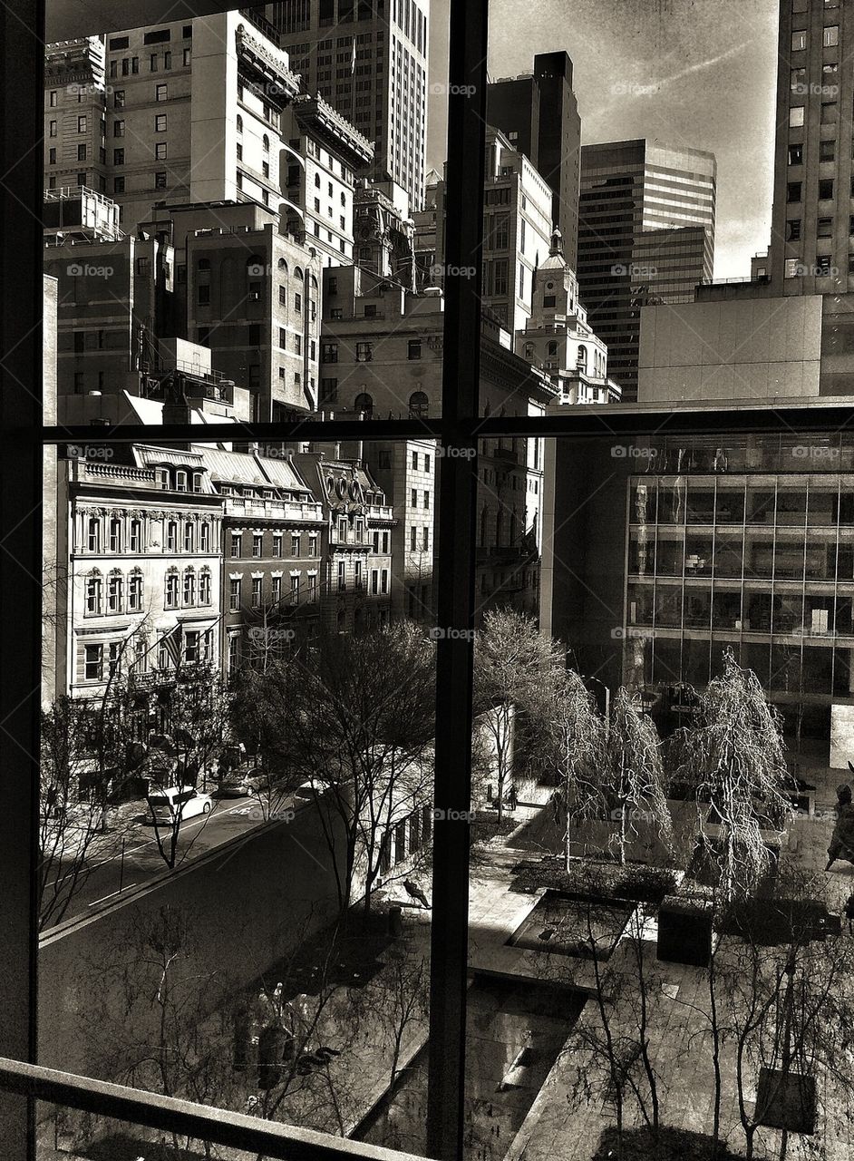 View of a city from the window