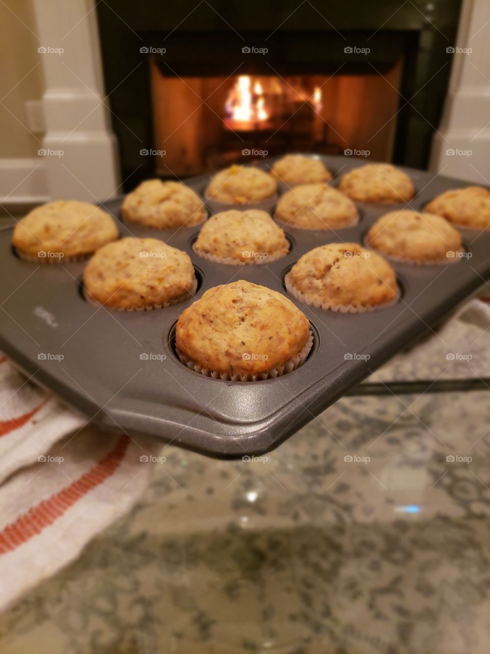 Bananas muffins in pan