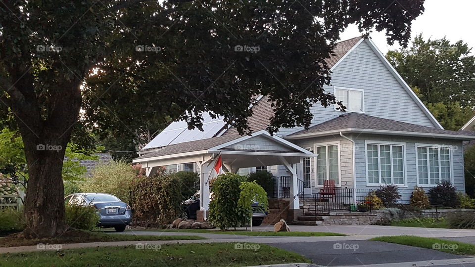 solar panels on rooftop of old house