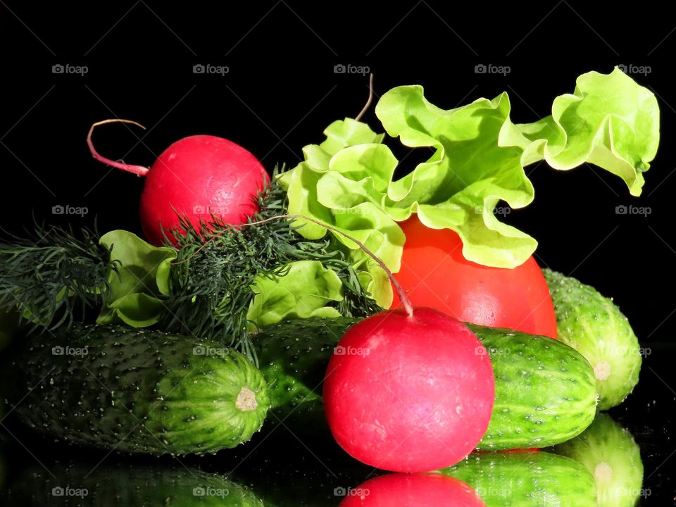 Salad and vegetables