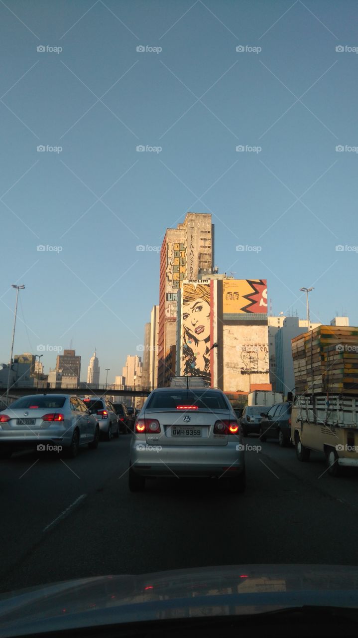 Traffic Jam at São Paulo. The usual traffic jam of the big city