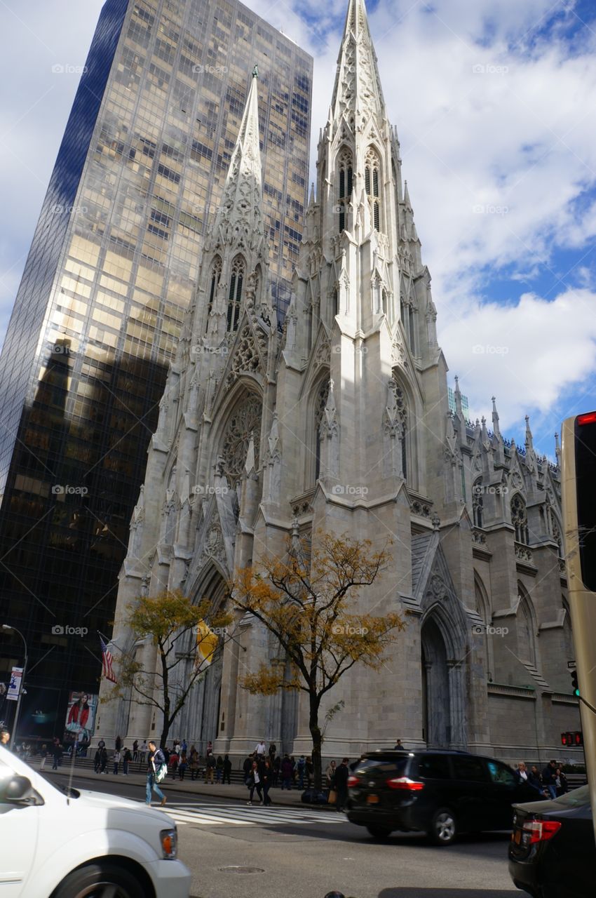 Outside view of St. Patrick's Cathedral. 