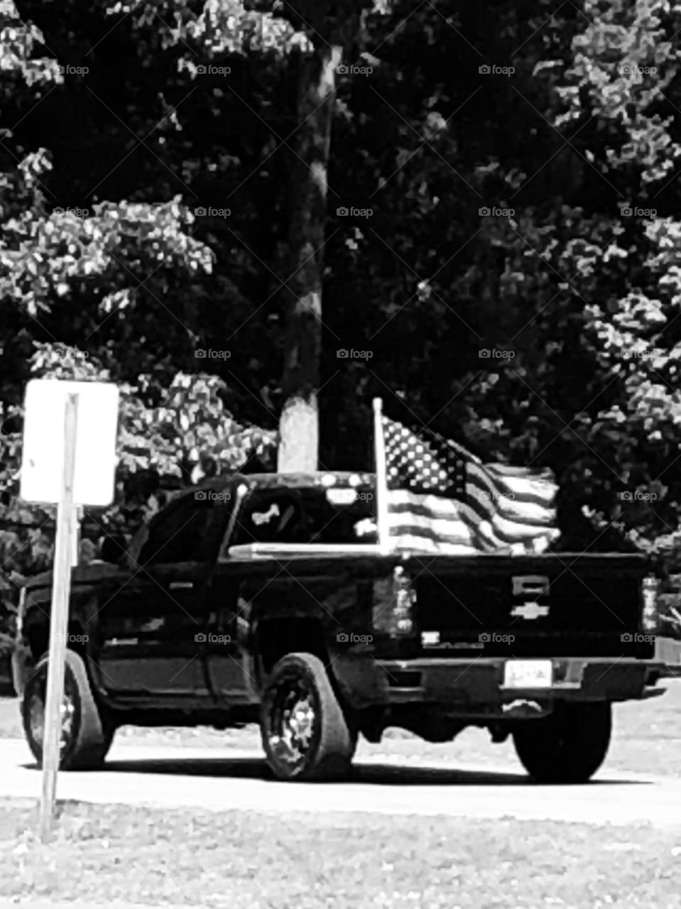 Truck with US flag 