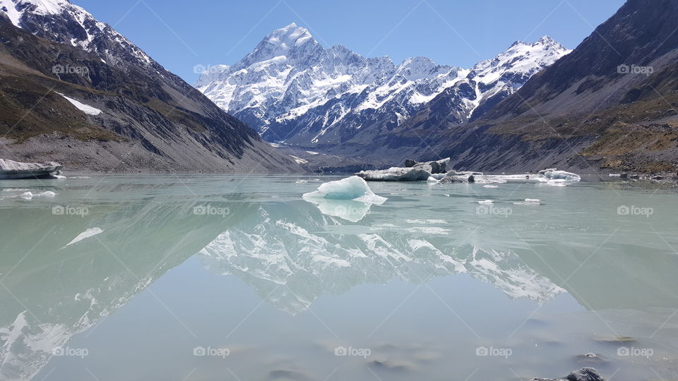 A perfect reflection in a mountain postglacial lake