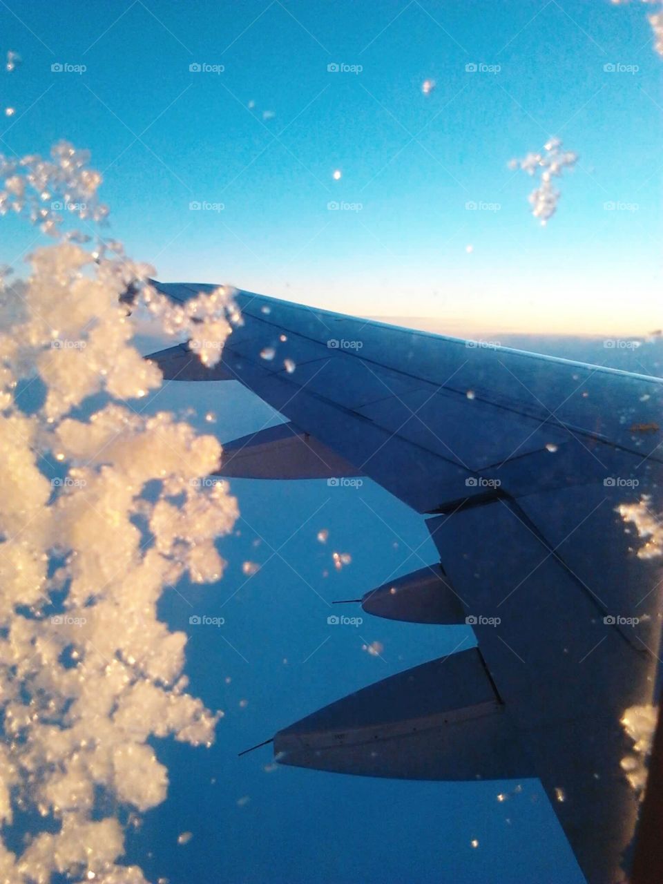 ice on the airplane window