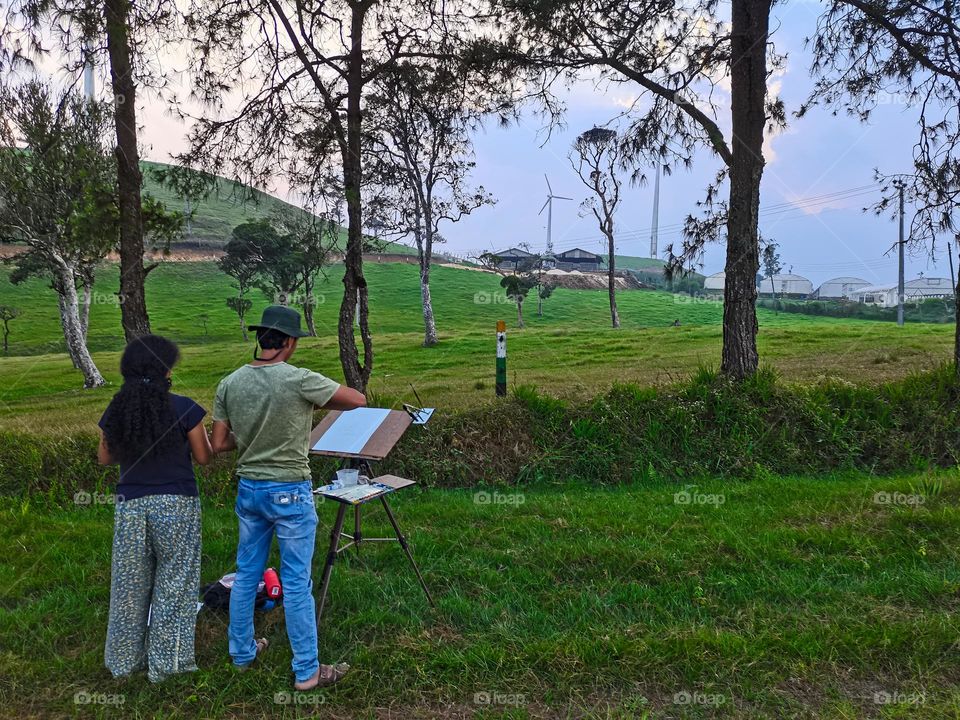 Painting the beautiful landscape, Nuwaraeliya, sri lanka