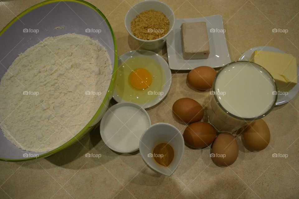 dough ingredients on cinamon rolls