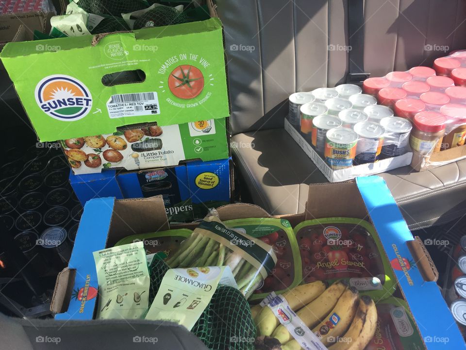 Some fruits and vegetables, peanut butter, spaghetti sauce are just some of the goodies!