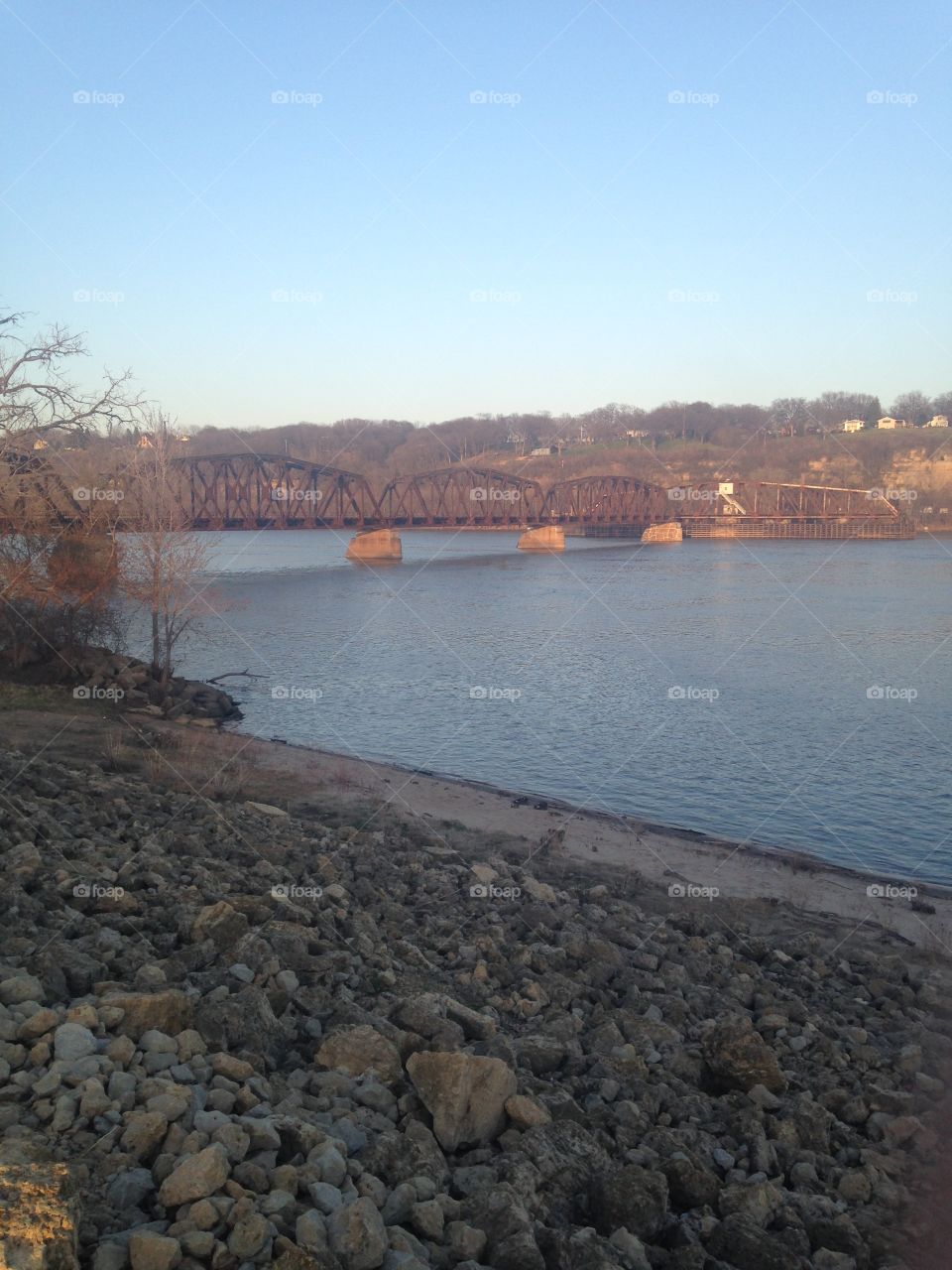 Train crossing . Train bridge across the Mississippi River 