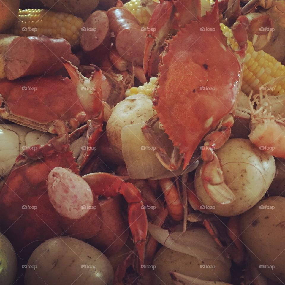 Seafood Boil. Family seafood boil. 