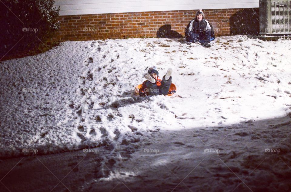 Night time sledding 