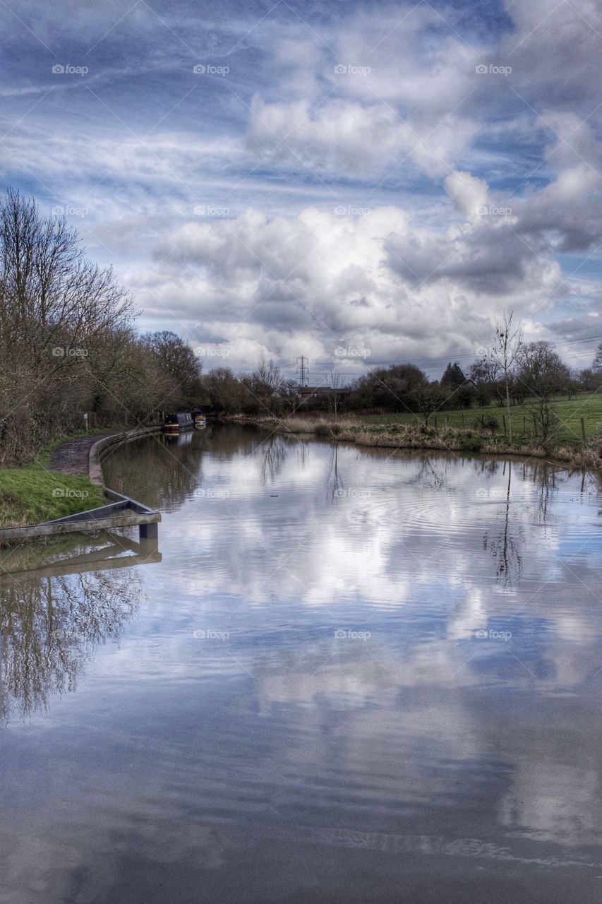 Reflection. River canal 