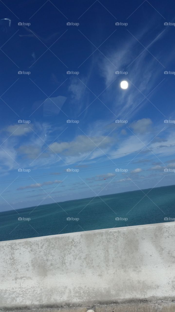 Blue sky. while on drive to Florida Keys