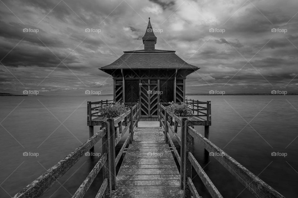 Bathhouse in a lake