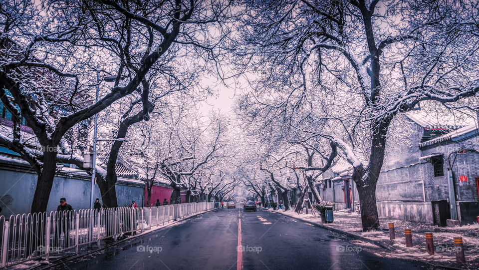 Winter street after snow