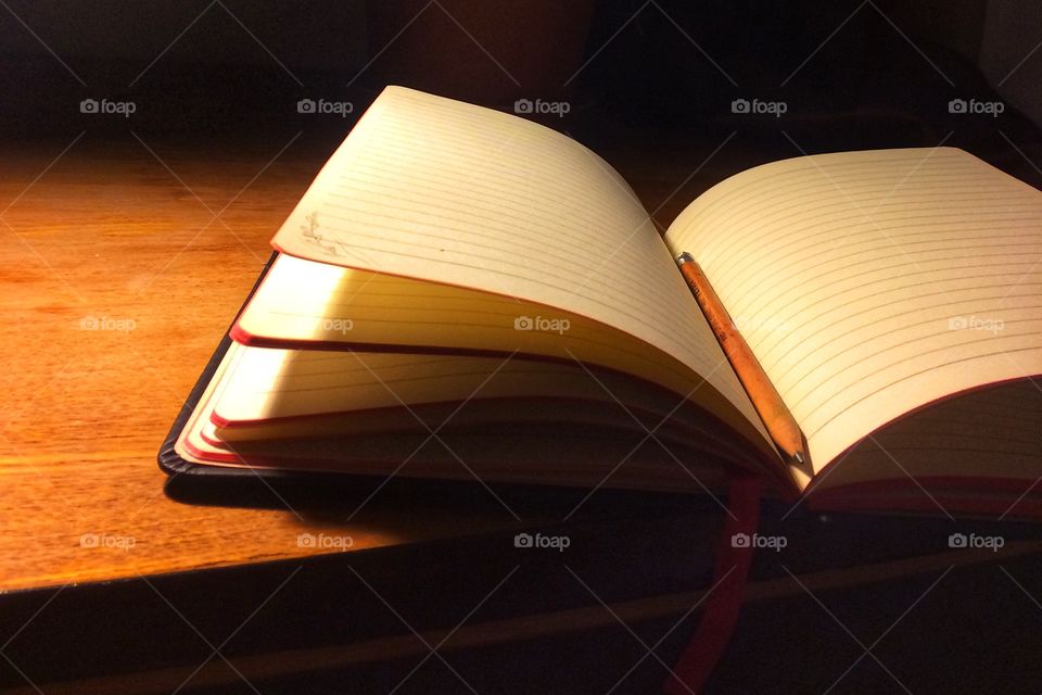 A notebook on the table