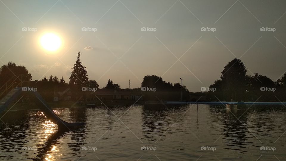 Sunset in waterpark