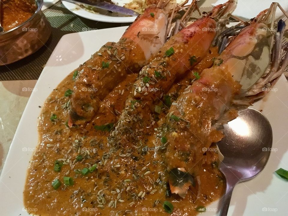 Prawns in Indian butter masala sauce