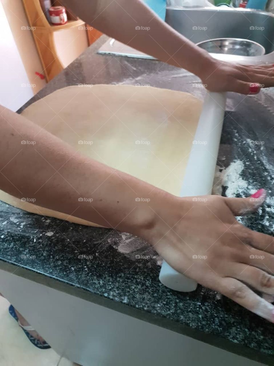stretching the dough