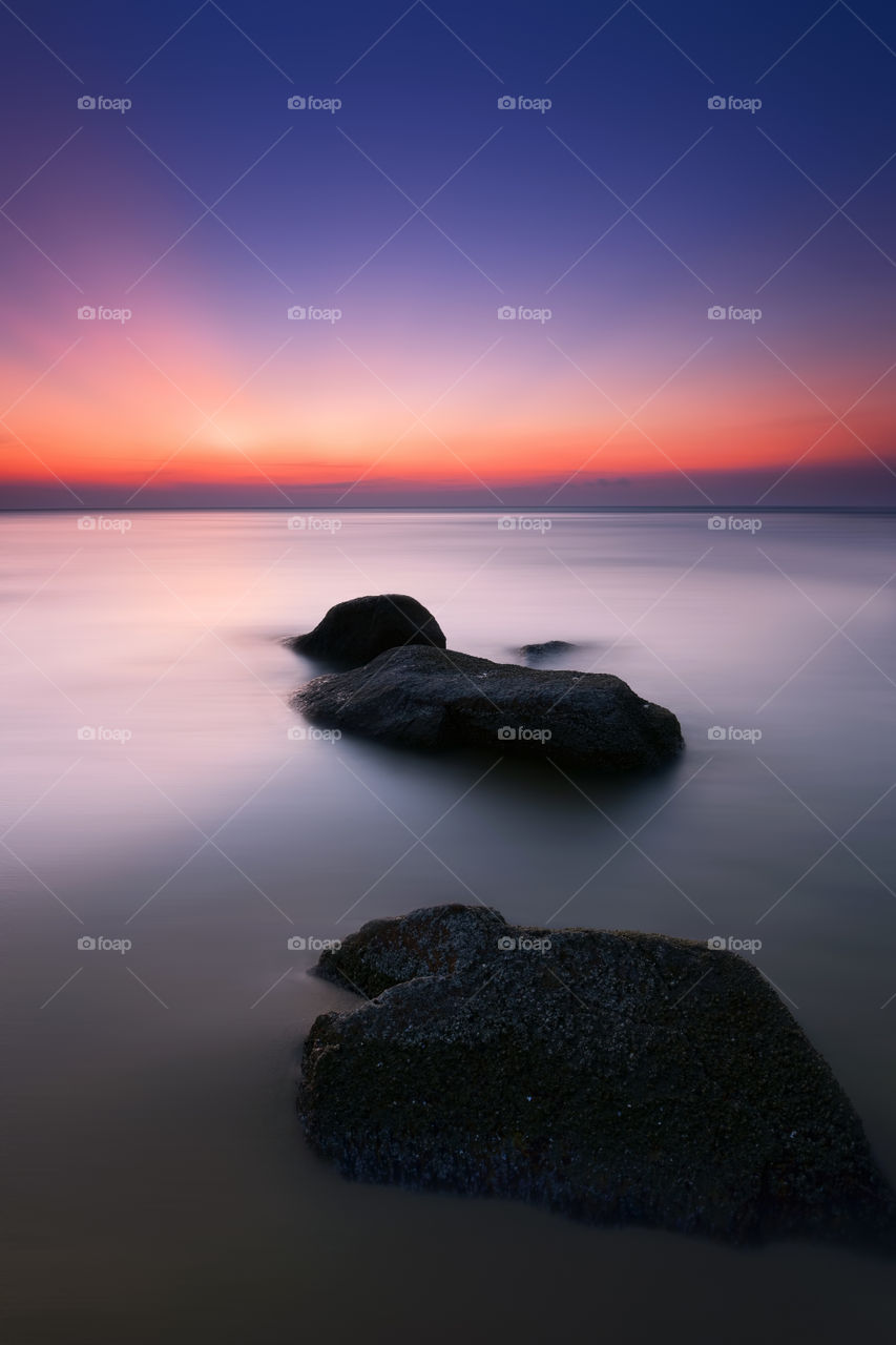 Long exposure seascape at sunset