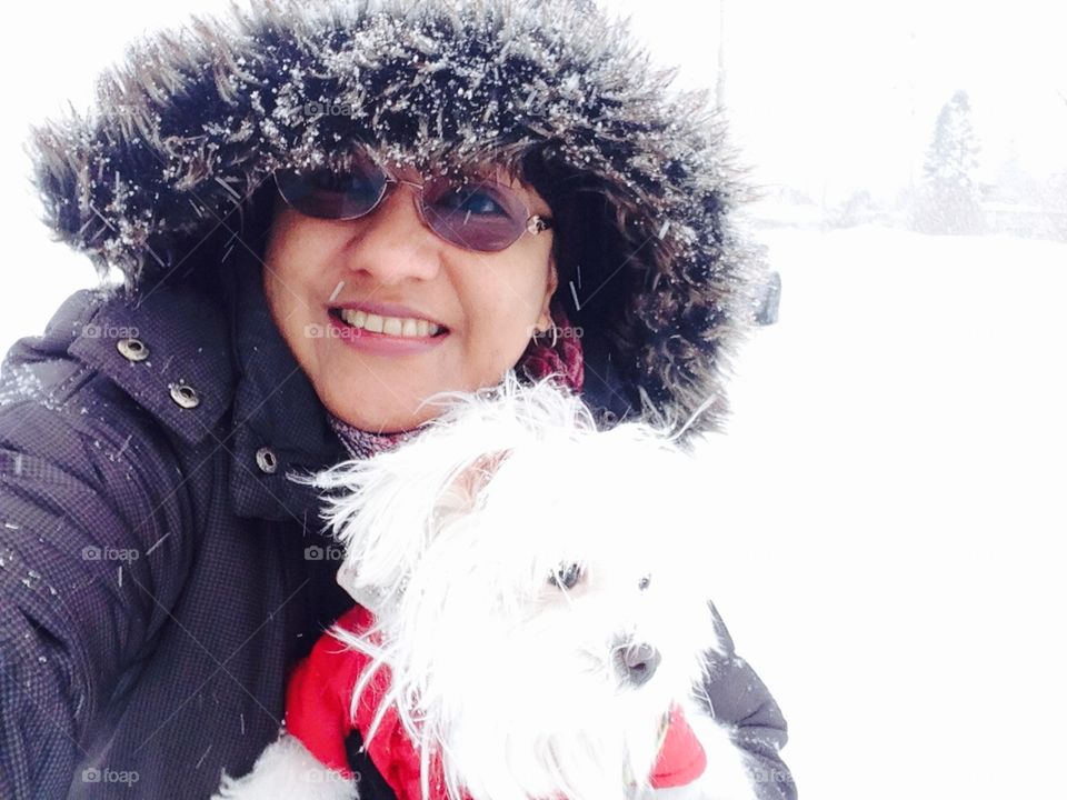 With Maggie enjoying the outdoors in winter 