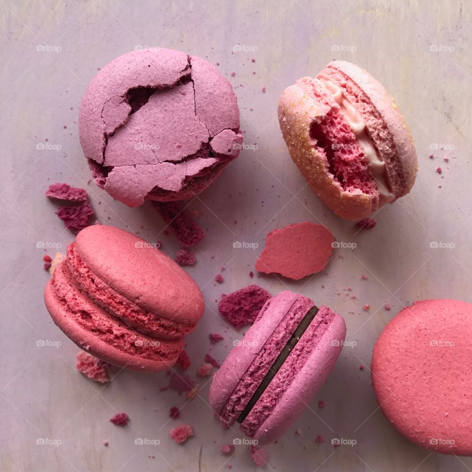 High angle view of macaroons