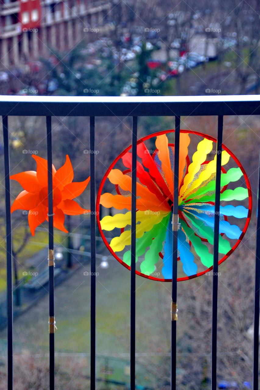 colors, pinwheel, wind, turn, wheel, outdoor, balcony