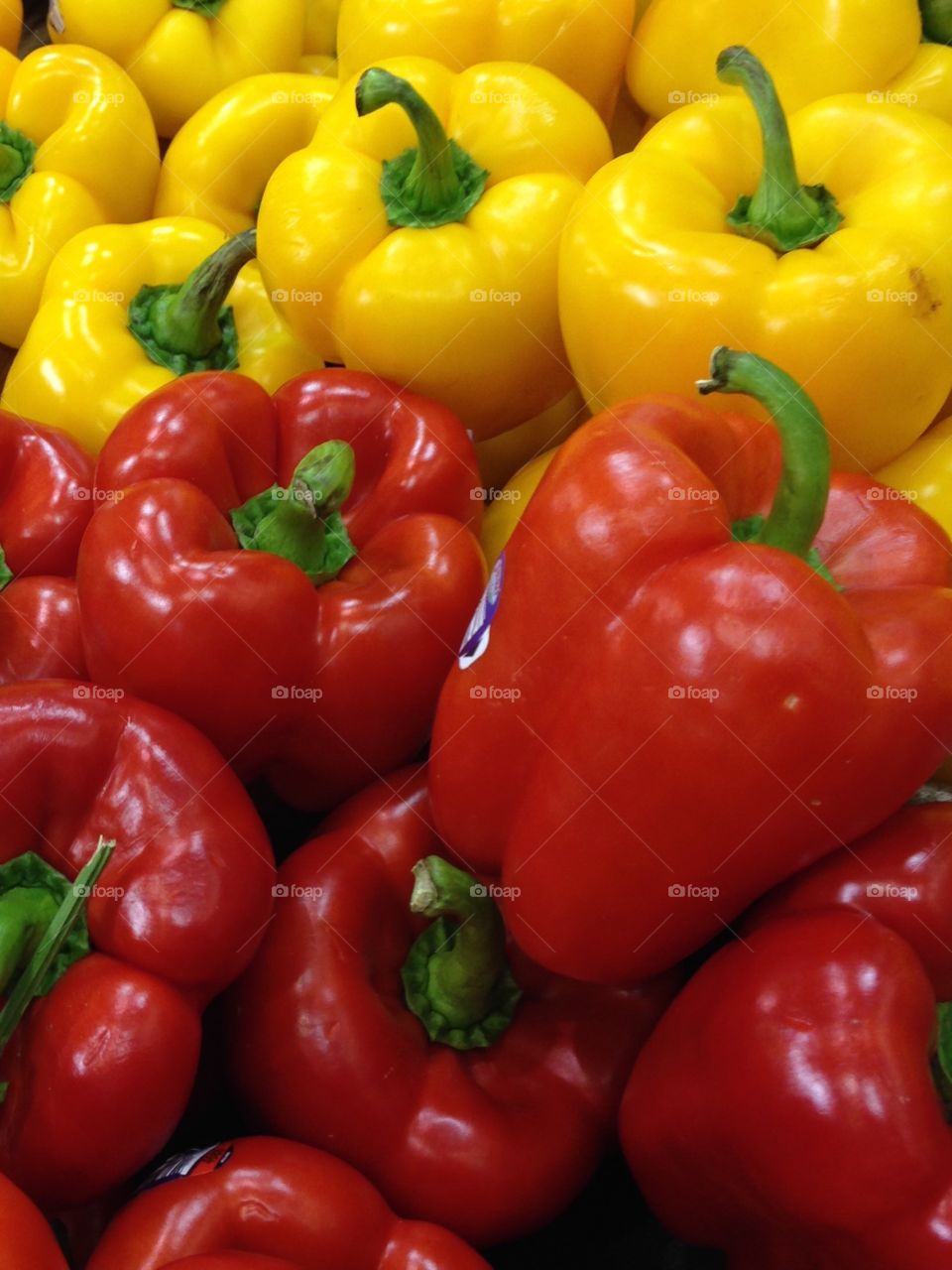Bright red and yellow bell peppers
