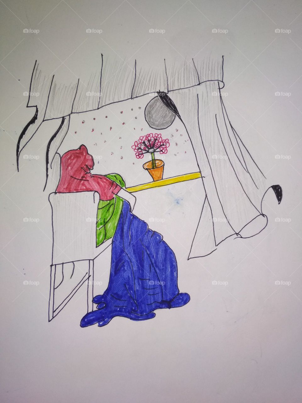 Very sad woman waiting for some one who she loved...