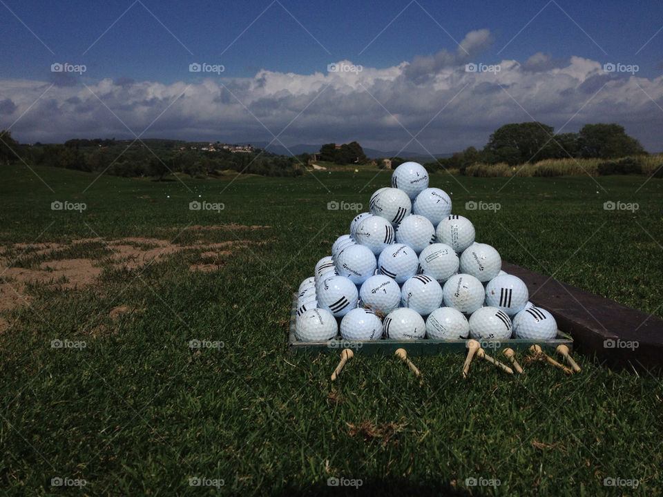 Nice golf ball serving at the driving range