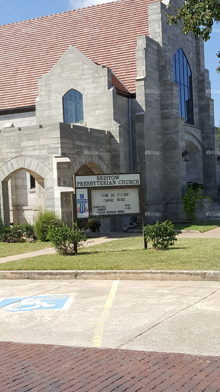 Bristow Presbyterian Church sign.