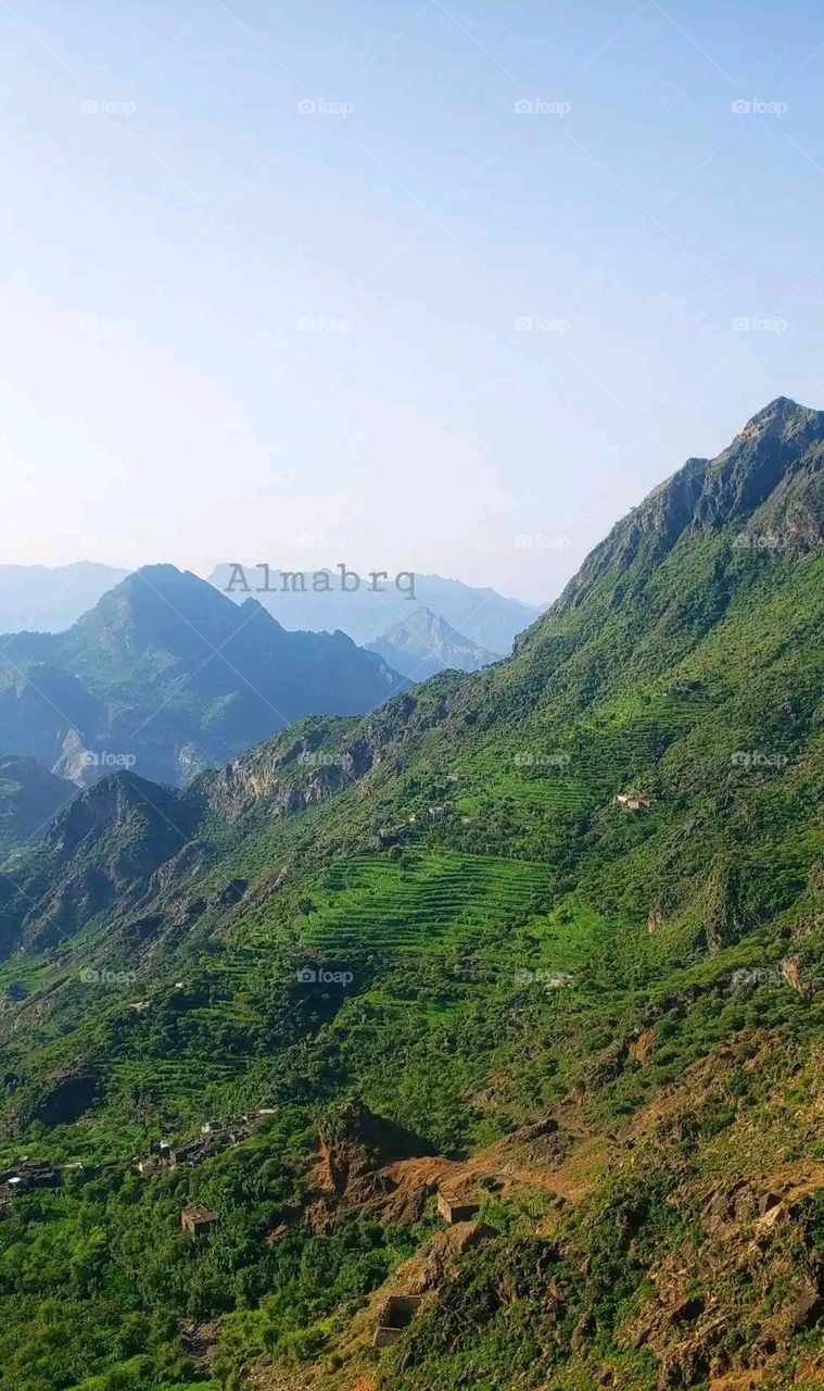 Glory be to God, the magnificent and picturesque view and the natural green trees are a view that is nothing more wonderful than it
