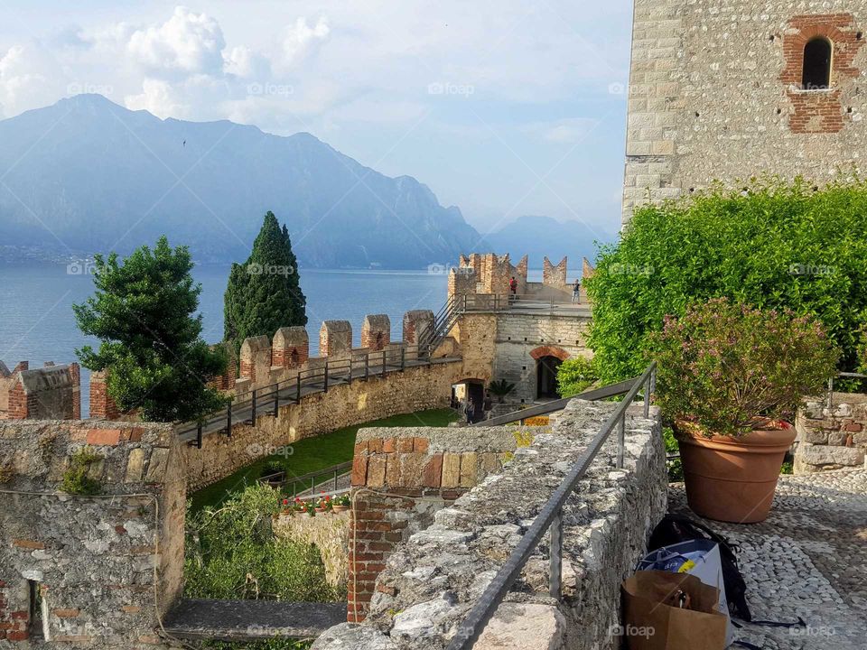 Shots of the ancient Scaliger Castle of Malcesine located in the province of Verona