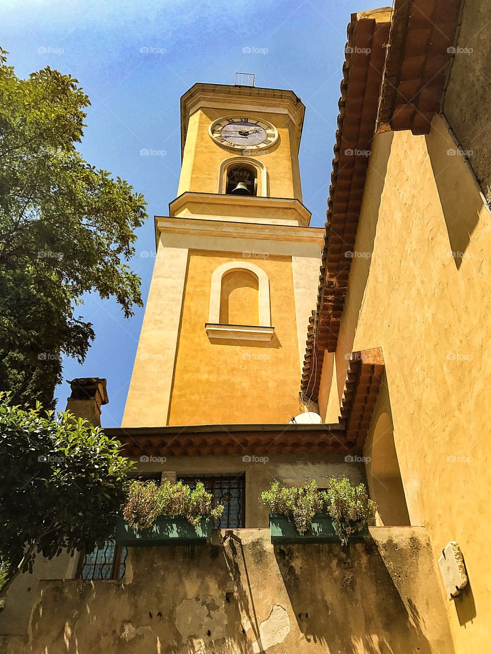 Clock tower in Eze, France