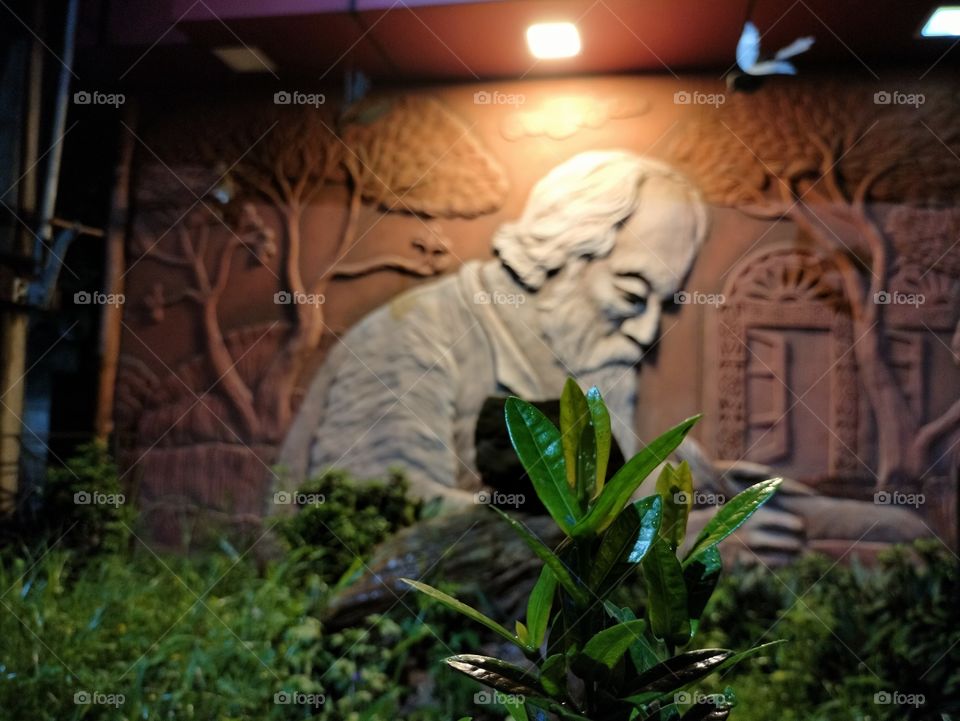 Tagore's love of Nature was extremely subtle. His numerous writings reveal the intensity of his relationship with nature. Rabindranath Tagore thought of the importance of protecting Nature, the environment, and the greenaries. Plant trees, go green