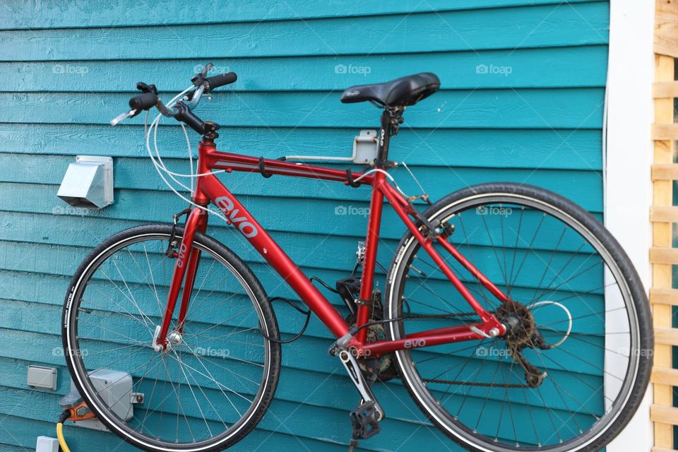 Bike hanged on a wall