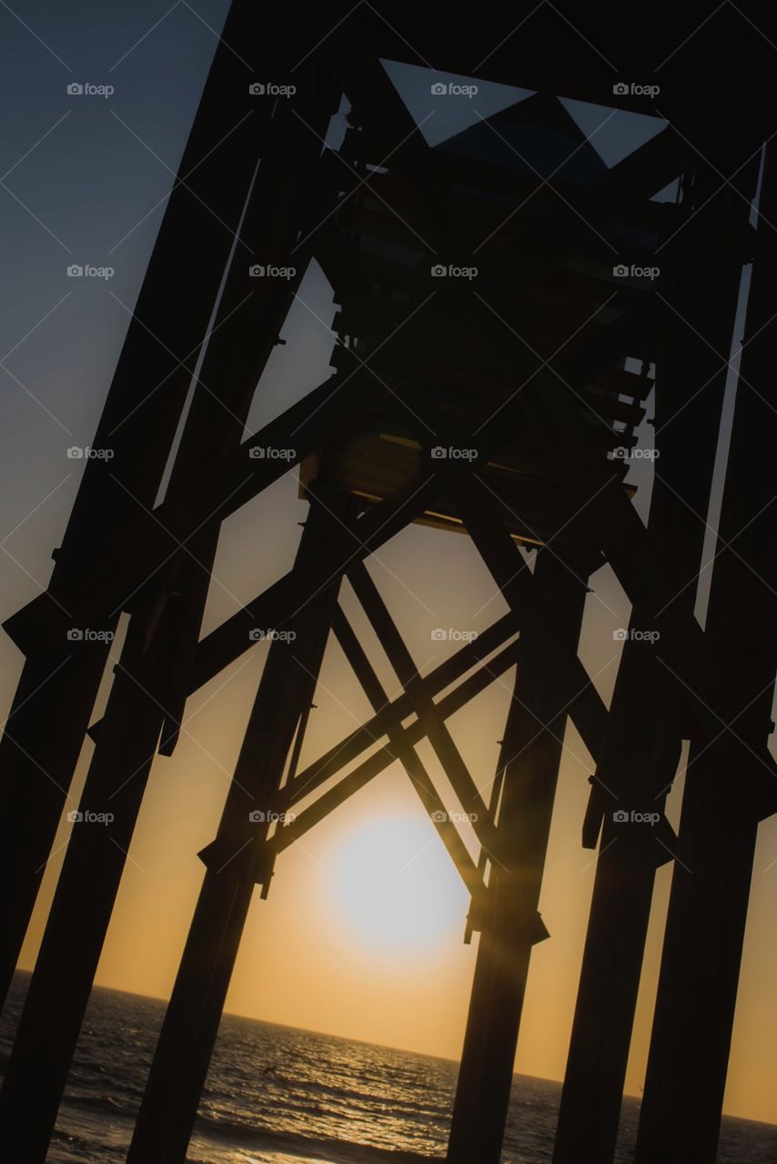 No Person, Bridge, Silhouette, Light, Sunset