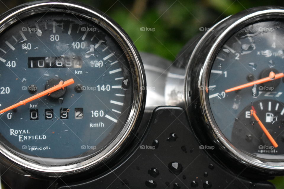 Speedometer of Bullet from mumbai India. Photo taken on June 18, 2018