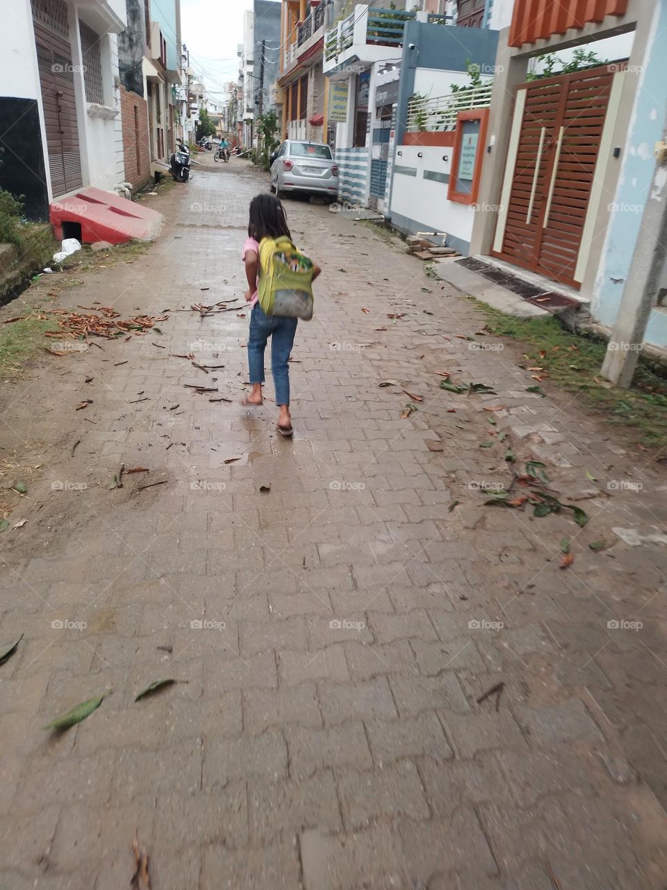 girl running on the street