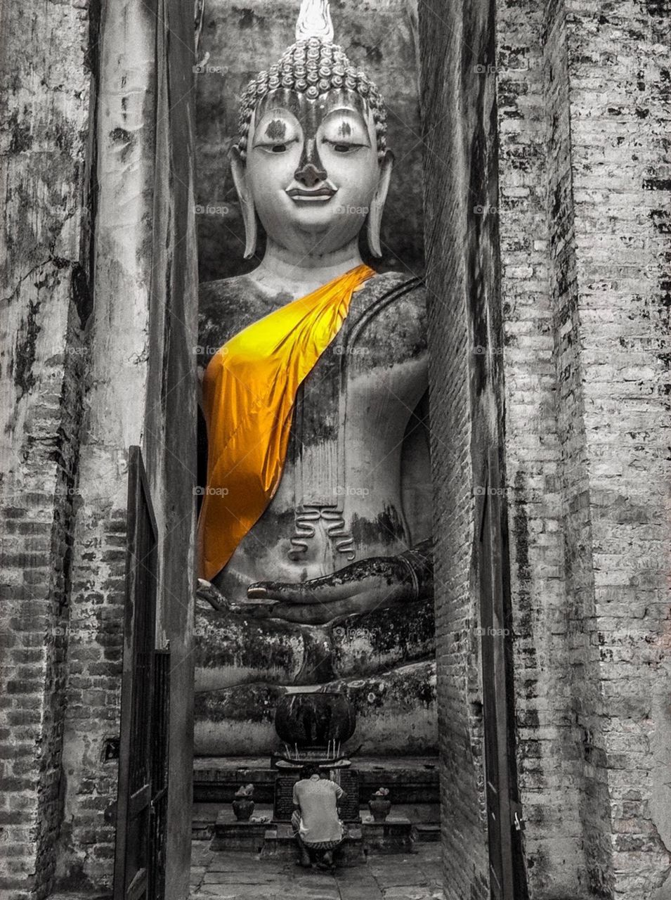 Sukhothai/Thailand: Beautiful buddha at Si Chum Temple in the north of Thailand