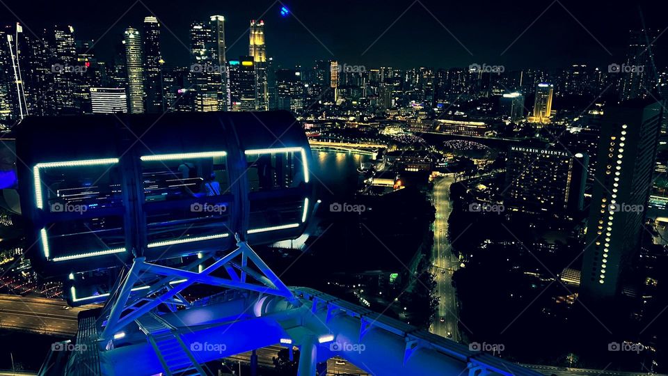 The beauty of singapore at night from the Singapore flyer