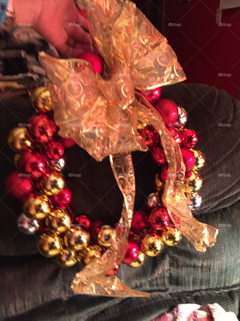 red and gold wreath