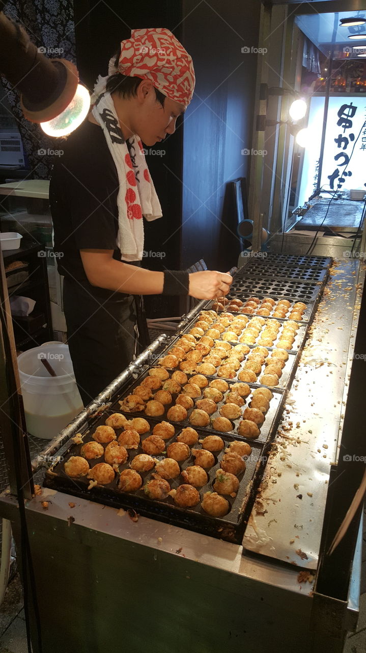 Takoyaki Chef in Osaka's Dotonbori