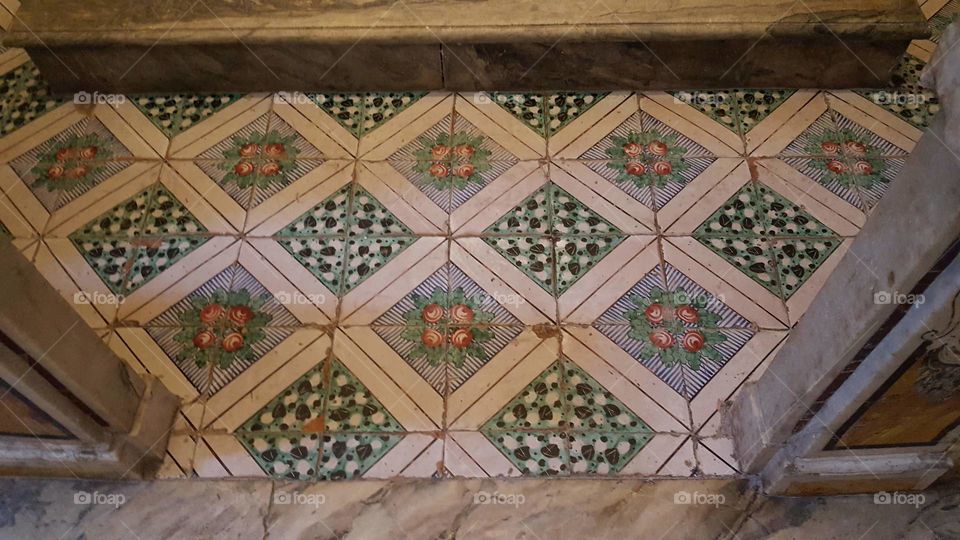 Patterned decorative tiled floor from an old church