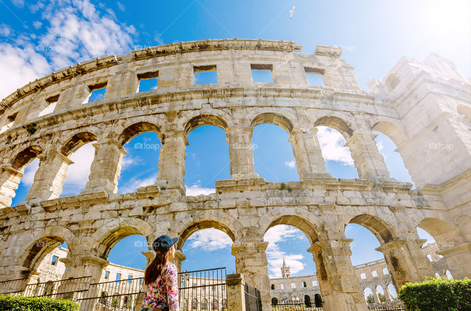 Pula arena, ruin colosseum in Croatia 