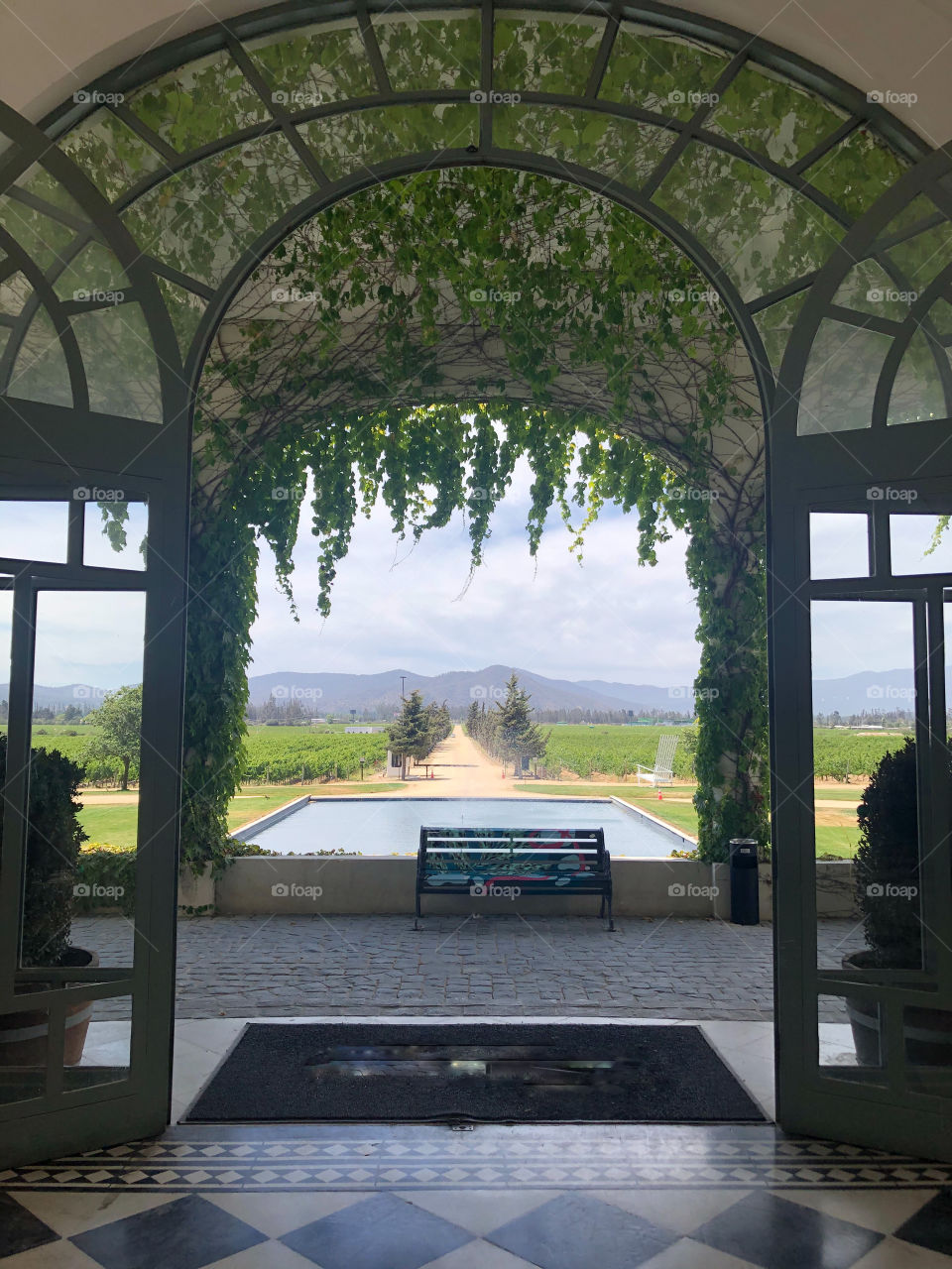 Door entrance and the winery view