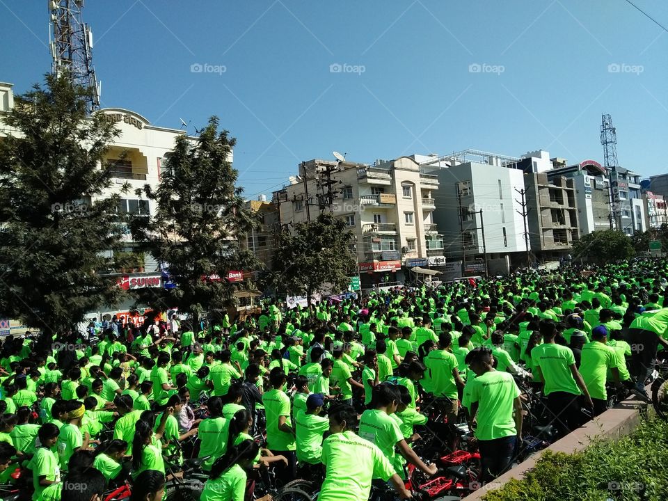 world biggest cyclothon from indore india 
total people participate 30000
clean indore green indore 
two time indore no. 1 about clean city