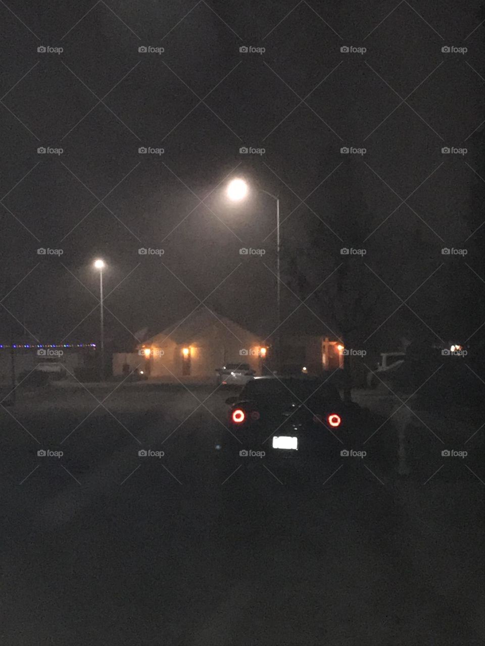 Nighttime in December.